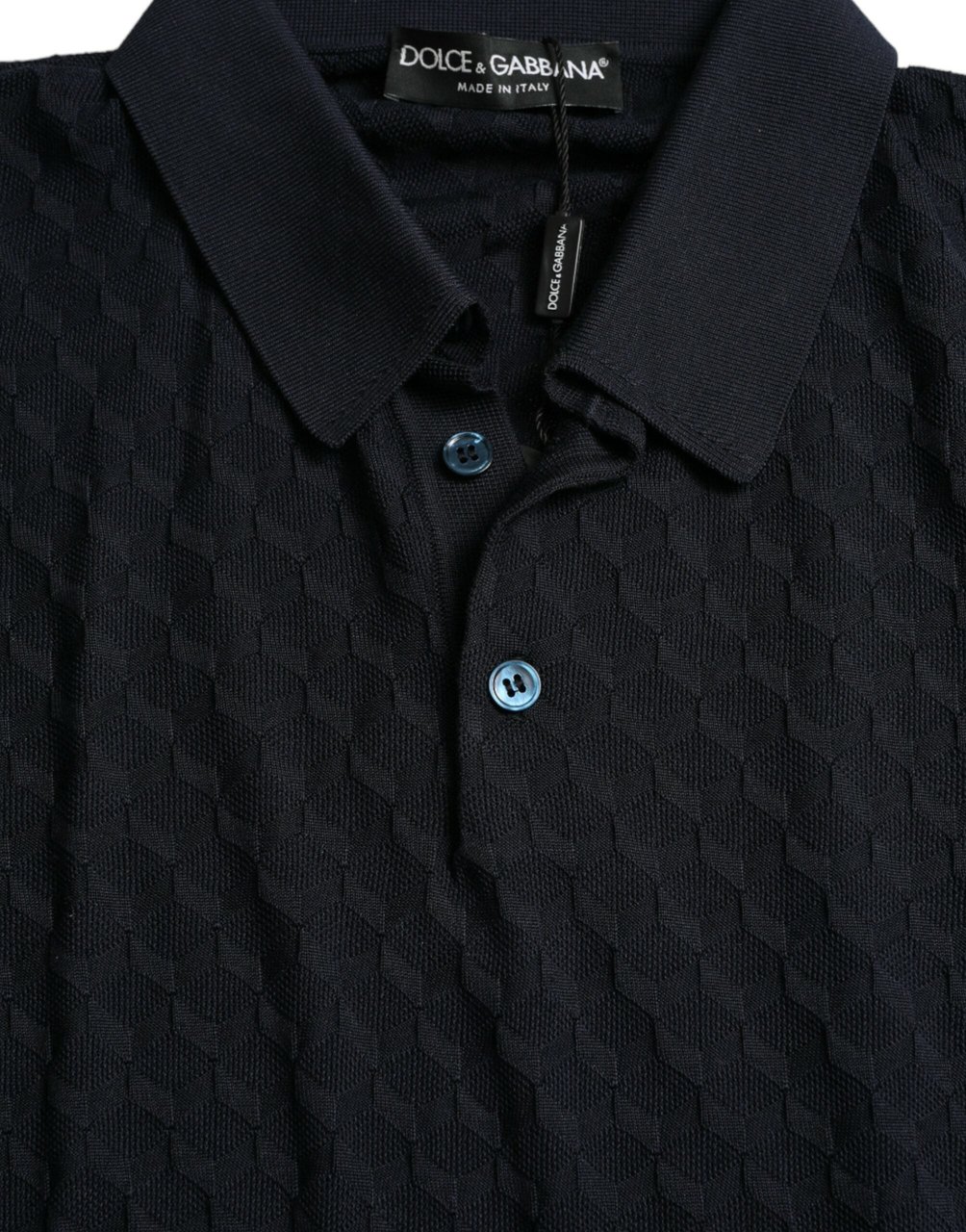 Dolce & Gabbana Dark Blue Collared Short Sleeve Polo T-shirt Blauw