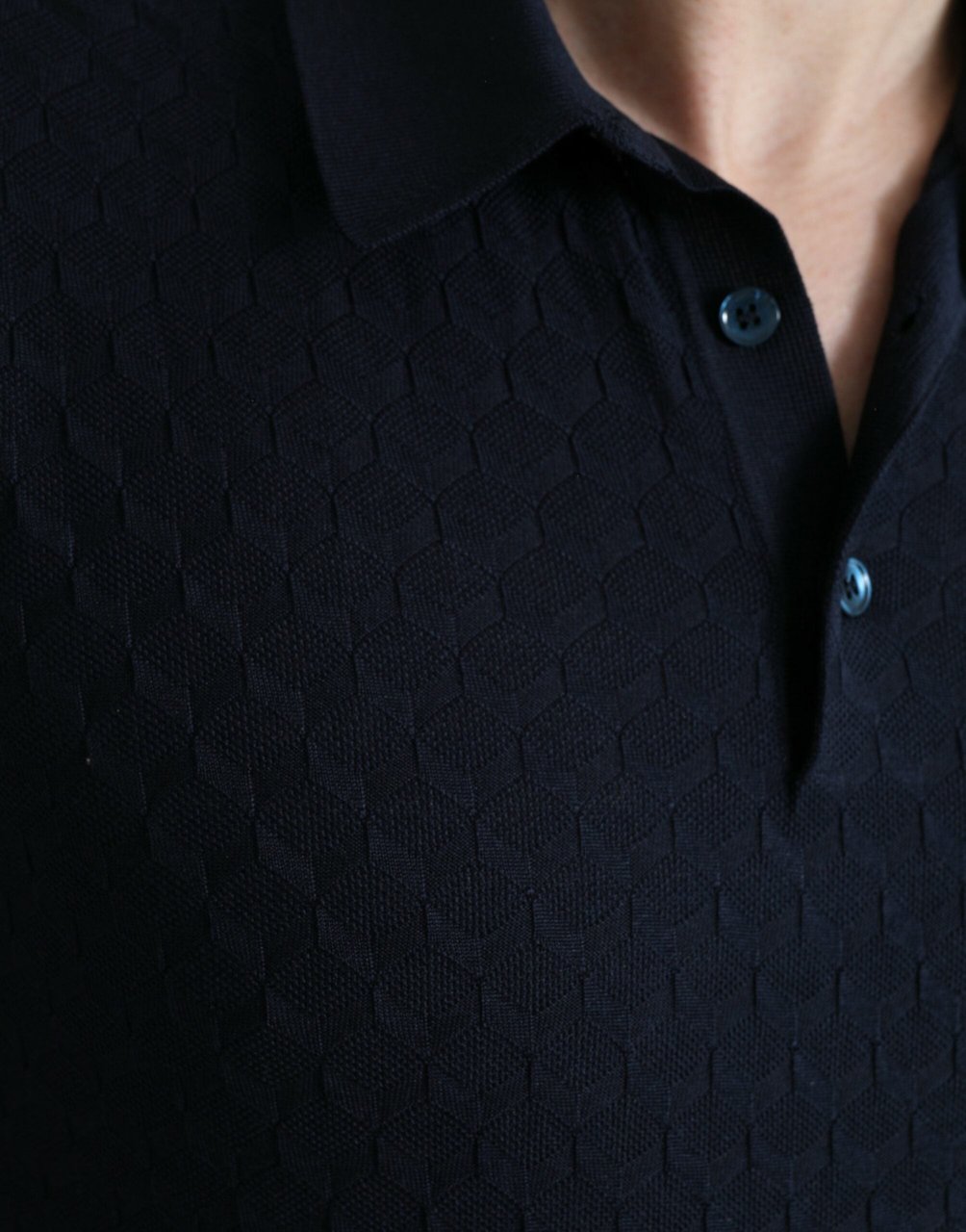 Dolce & Gabbana Dark Blue Collared Short Sleeve Polo T-shirt Blauw