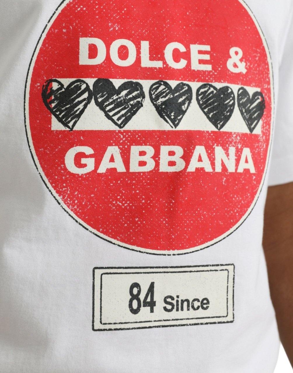 Dolce & Gabbana White Amor Heart Cotton Crewneck Short Sleeve T-shirt Rood