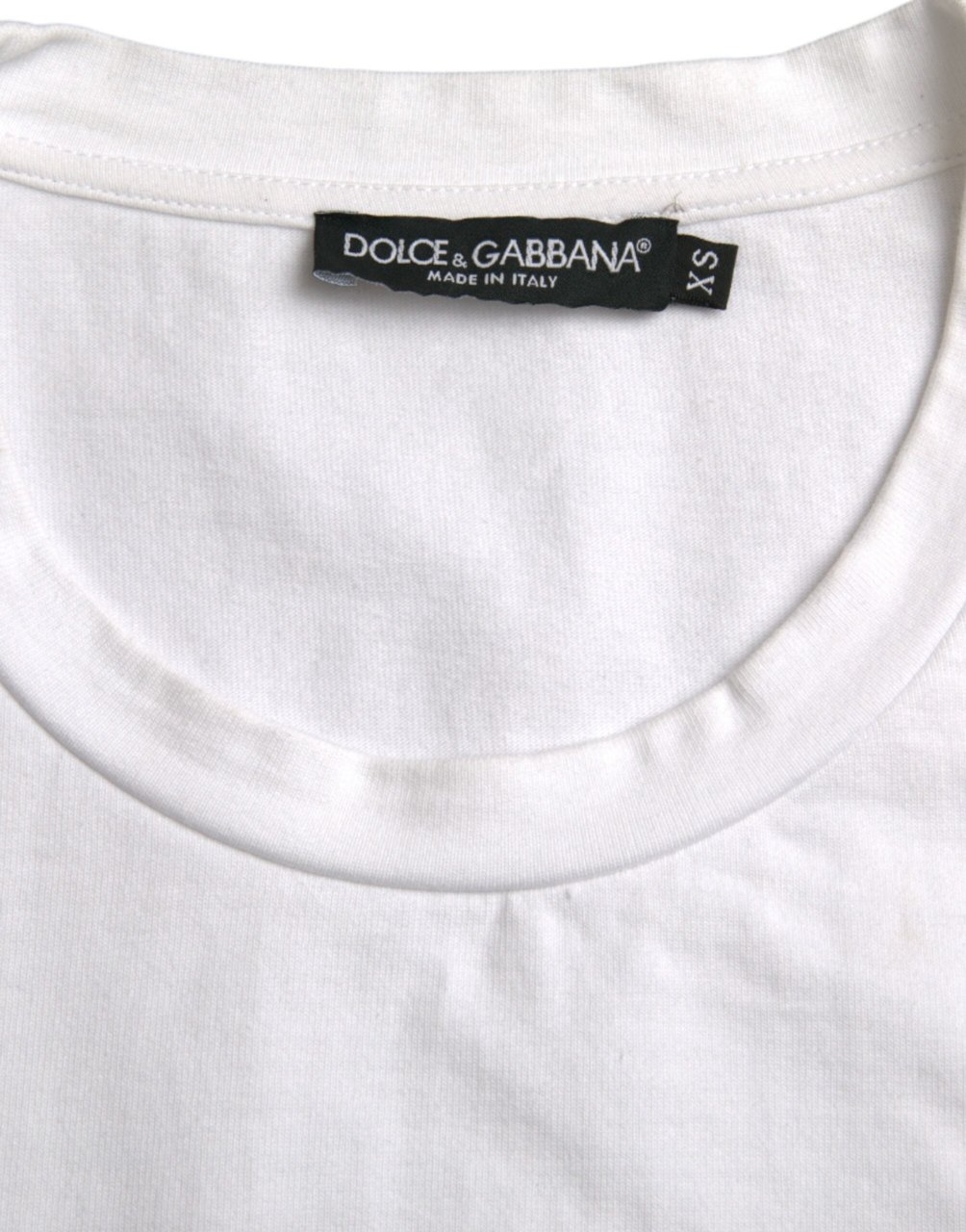 Dolce & Gabbana White Amor Heart Cotton Crewneck Short Sleeve T-shirt Rood