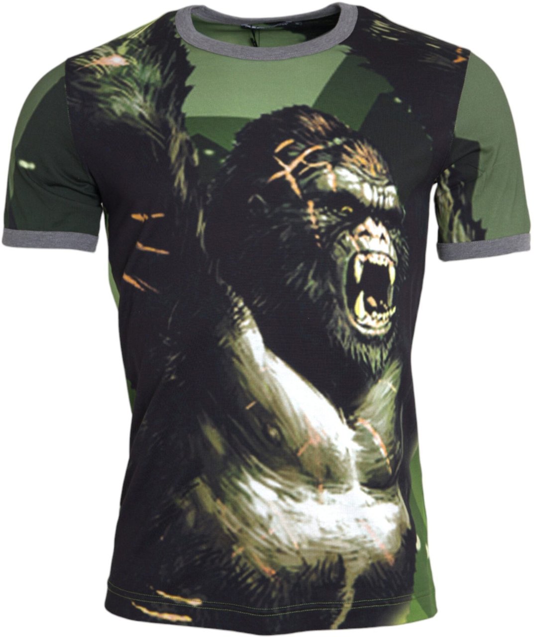 Dolce & Gabbana Green Gorilla Cotton Short Sleeves T-shirt Groen