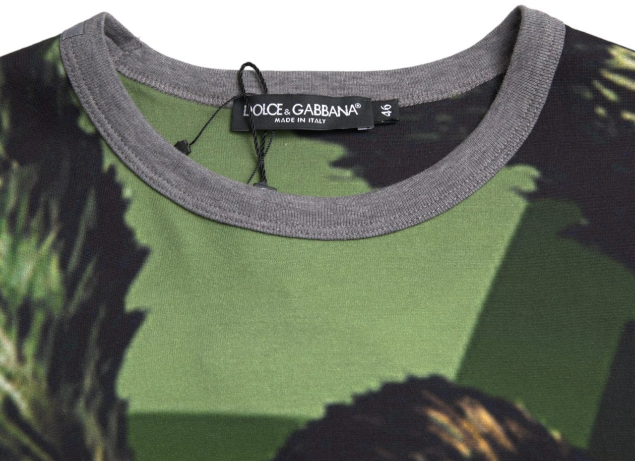 Dolce & Gabbana Green Gorilla Cotton Short Sleeves T-shirt Groen