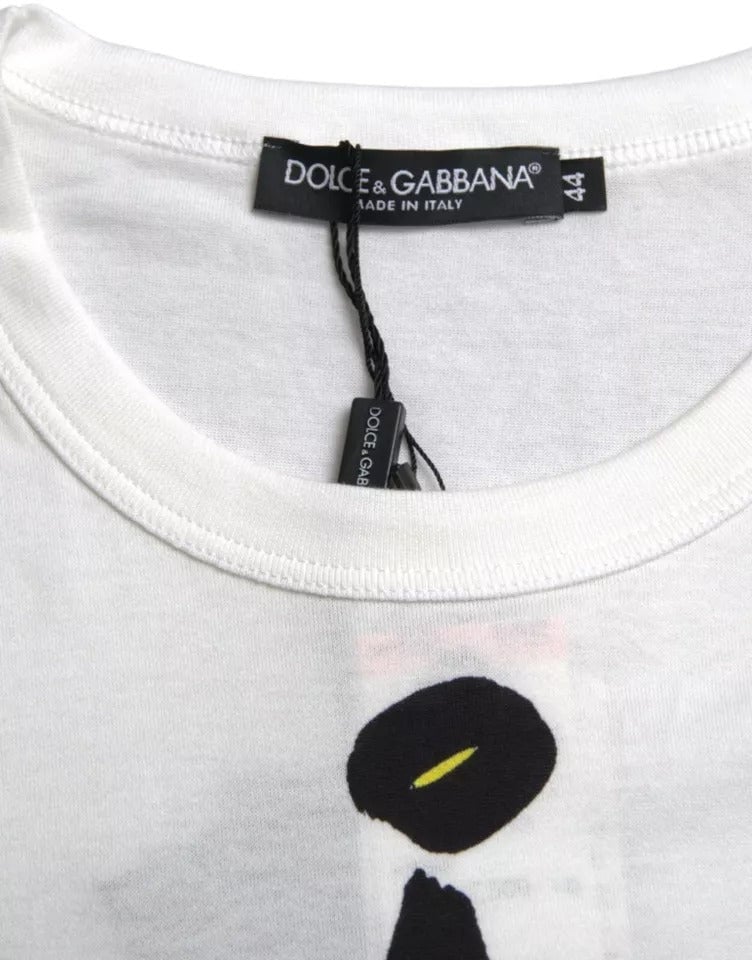 Dolce & Gabbana White Graphic Cotton Short Sleeves Men T-shirt Wit