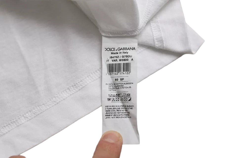 Dolce & Gabbana White Cotton Round Neck Short Sleeve T-shirt Wit