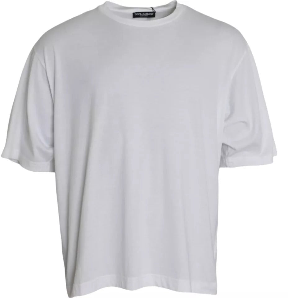 Dolce & Gabbana White Cotton Round Neck Short Sleeve T-shirt Wit