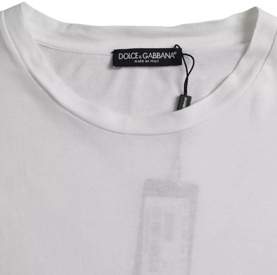 Dolce & Gabbana White Cotton Round Neck Short Sleeve T-shirt Wit