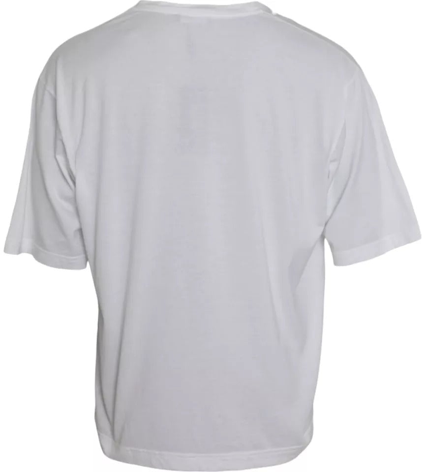 Dolce & Gabbana White Cotton Round Neck Short Sleeve T-shirt Wit