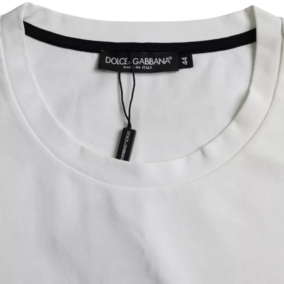 Dolce & Gabbana White Red Lips Print Cotton Men T-shirt Wit