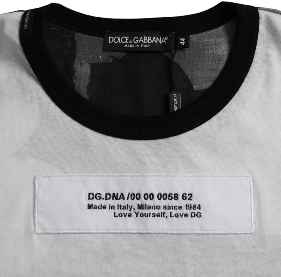 Dolce & Gabbana Black White Camouflage Round Neck T-shirt Divers