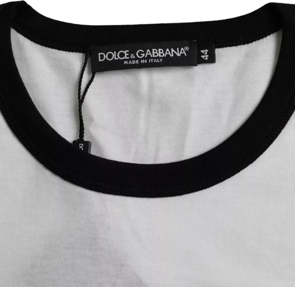 Dolce & Gabbana Black White Jazz Print Cotton Short Sleeves T-shirt Wit