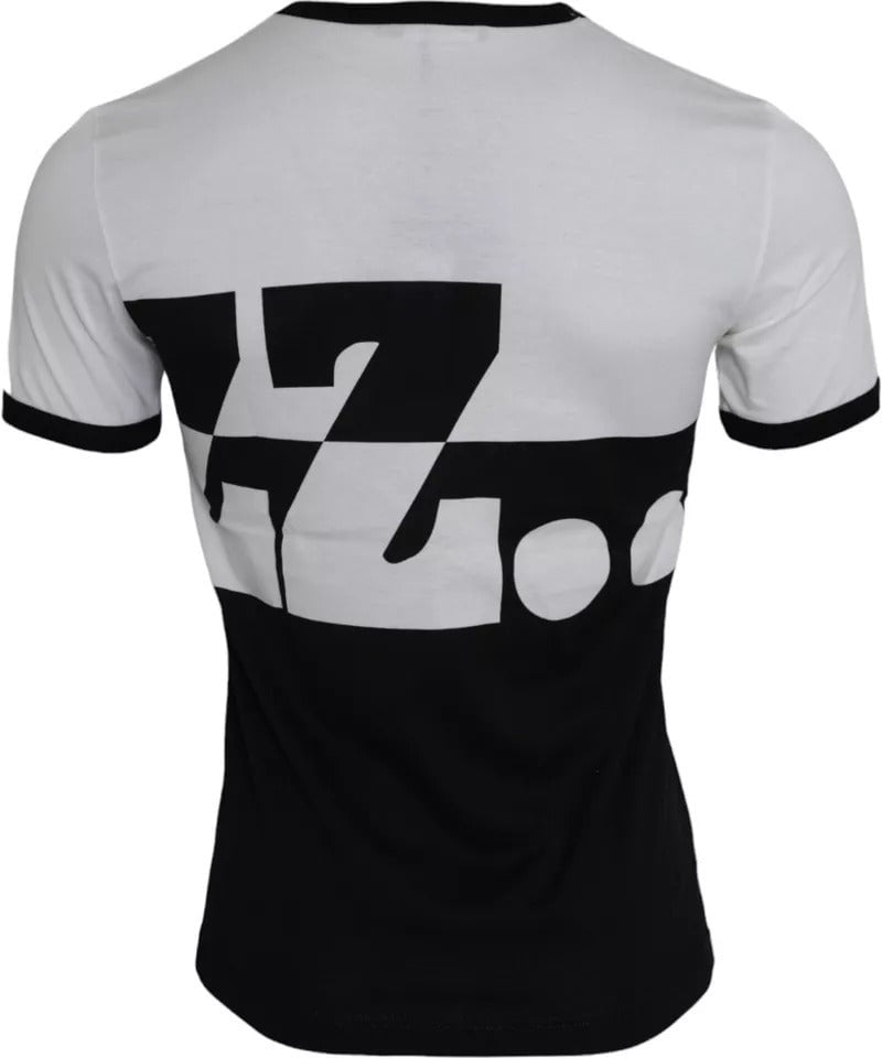 Dolce & Gabbana Black White Jazz Print Cotton Short Sleeves T-shirt Wit