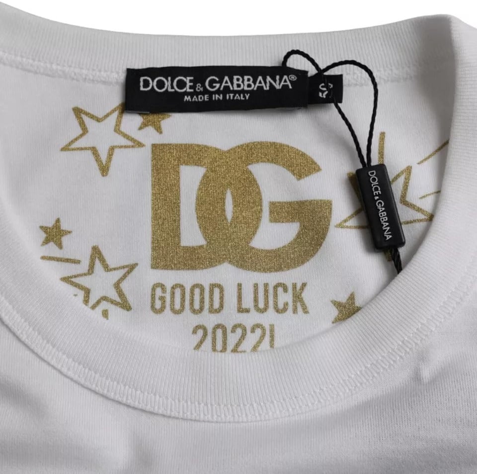 Dolce & Gabbana White Cotton Round Neck Short Sleeves T-shirt Wit
