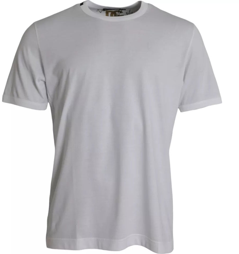 Dolce & Gabbana White Cotton Round Neck Short Sleeves T-shirt Wit