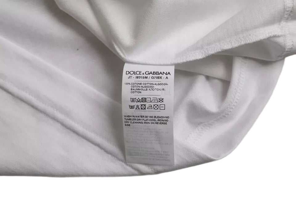 Dolce & Gabbana White Cotton Round Neck Short Sleeves T-shirt Wit