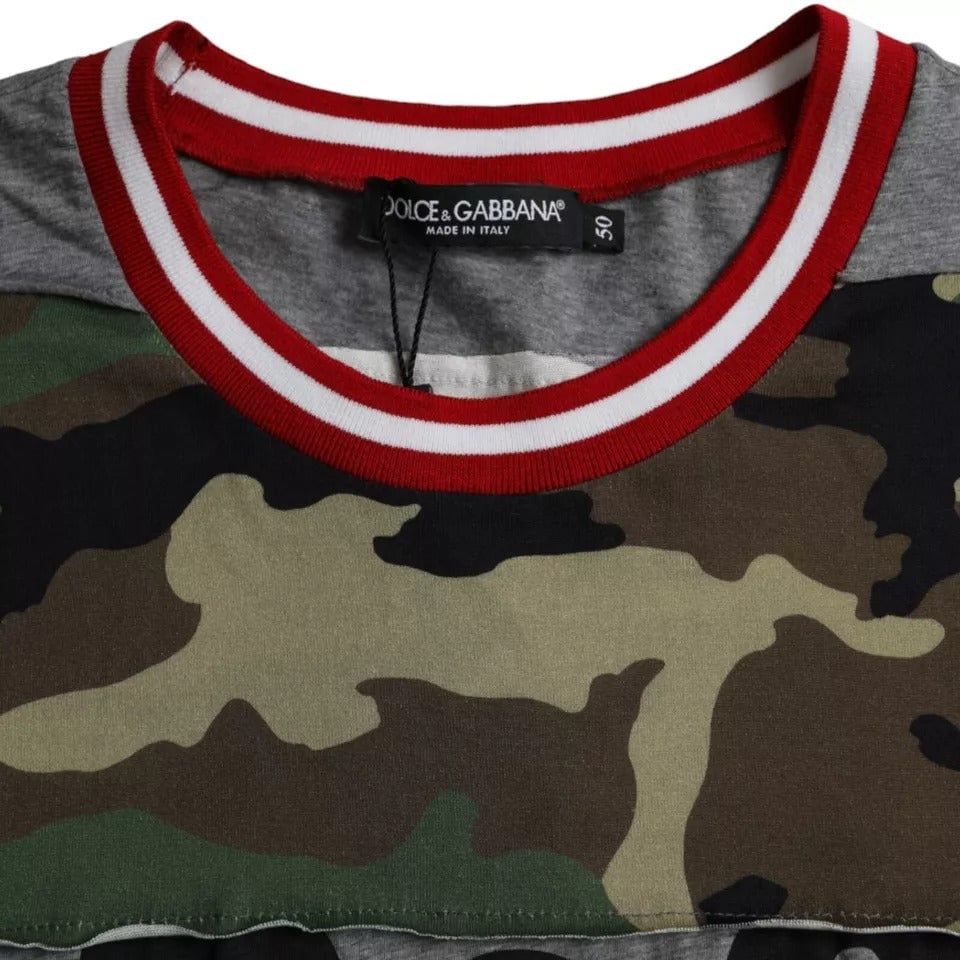 Dolce & Gabbana Multicolor Camouflage Cotton Crew Neck Men T-shirt Divers