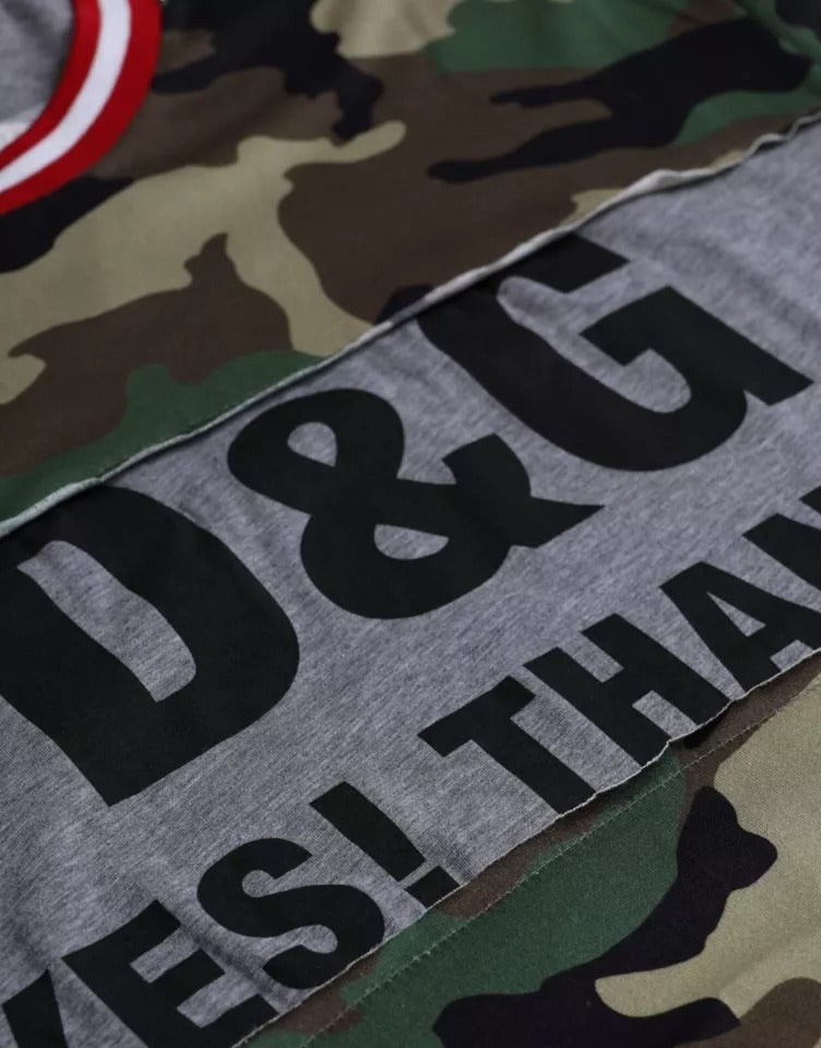 Dolce & Gabbana Multicolor Camouflage Cotton Crew Neck Men T-shirt Divers