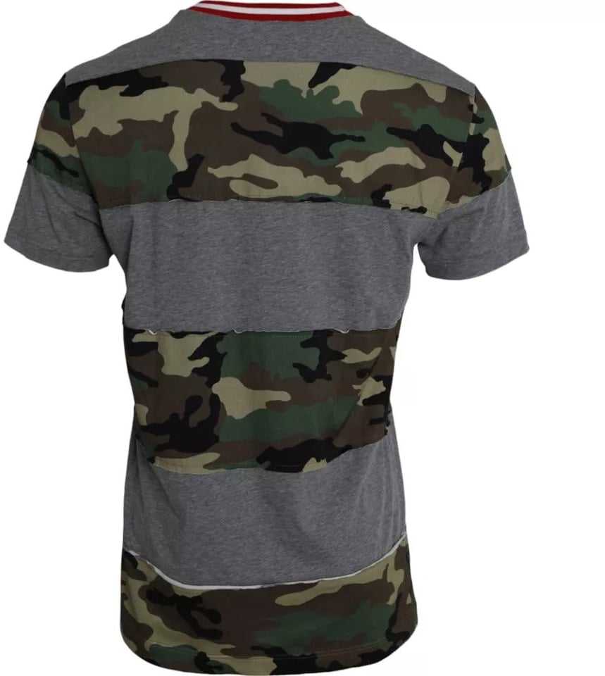 Dolce & Gabbana Multicolor Camouflage Cotton Crew Neck Men T-shirt Divers