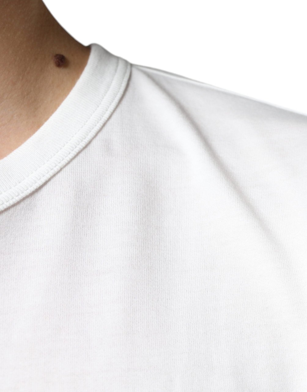 Dolce & Gabbana White Logo Embossed Cotton Crewneck T-shirt Wit