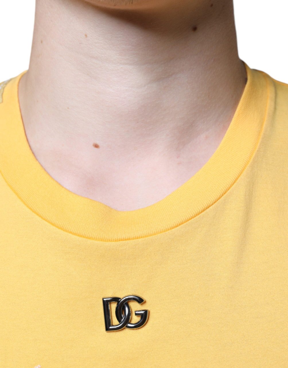 Dolce & Gabbana Yellow Secret Graden Floral Cotton Crew Neck T-shirt Geel