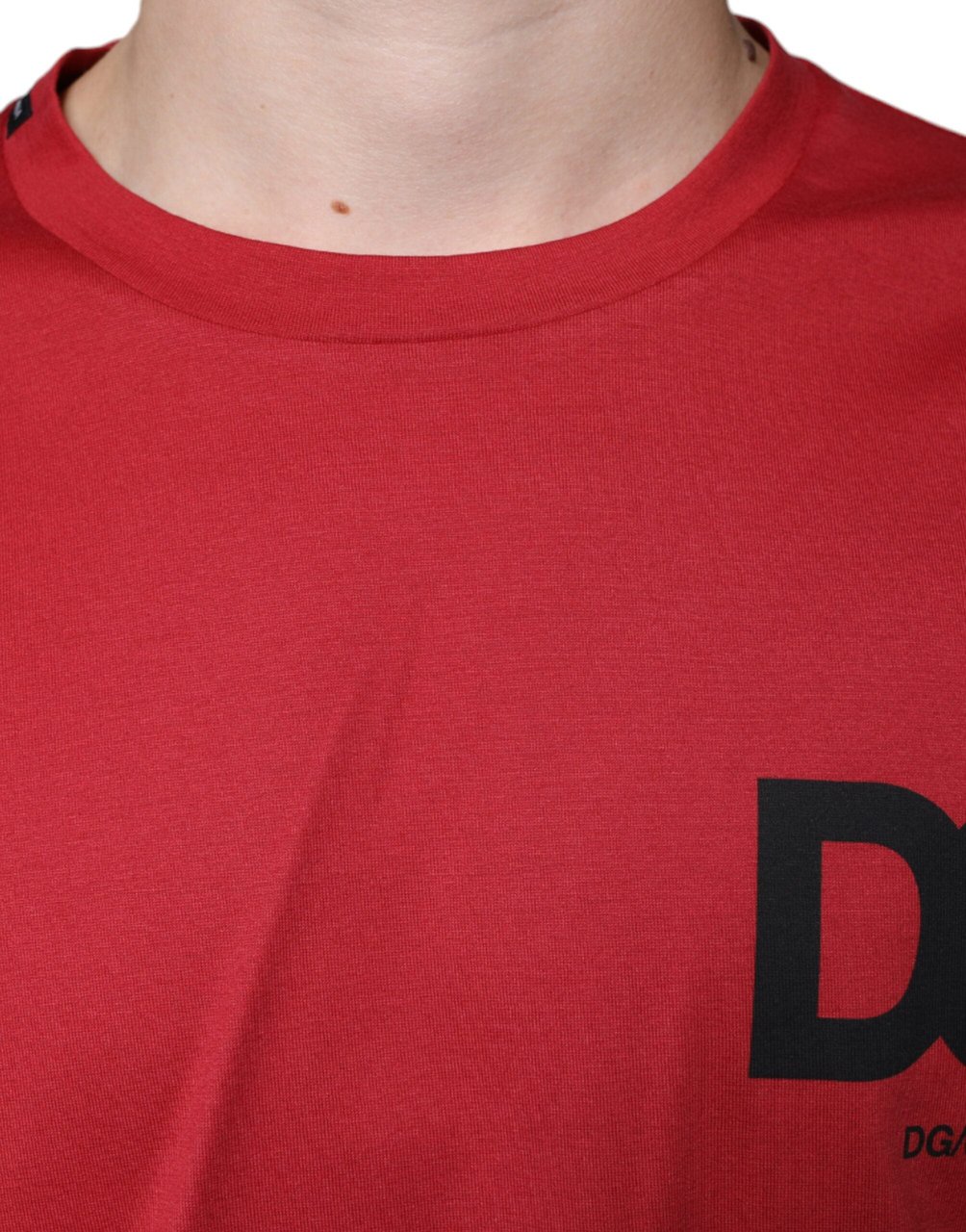 Dolce & Gabbana Red Cotton DG Logo Print Crew Neck T-shirt Rood