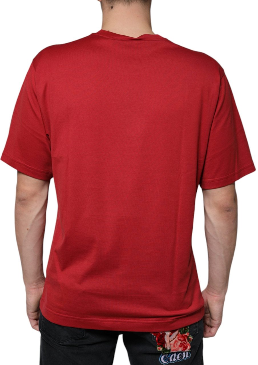Dolce & Gabbana Red Cotton DG Logo Print Crew Neck T-shirt Rood