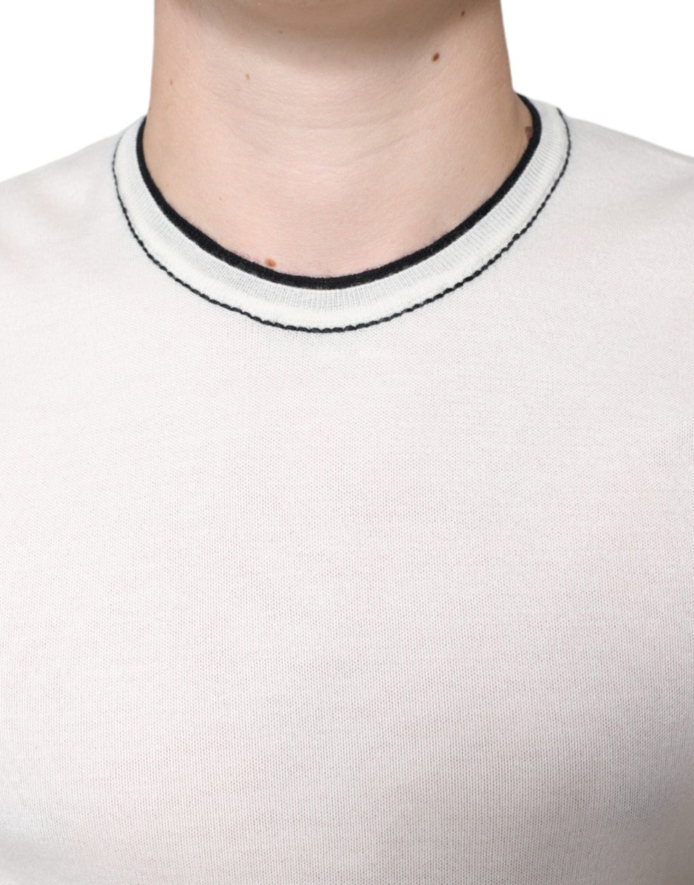 Dolce & Gabbana Off White Cashmere Short Sleeves T-shirt Wit