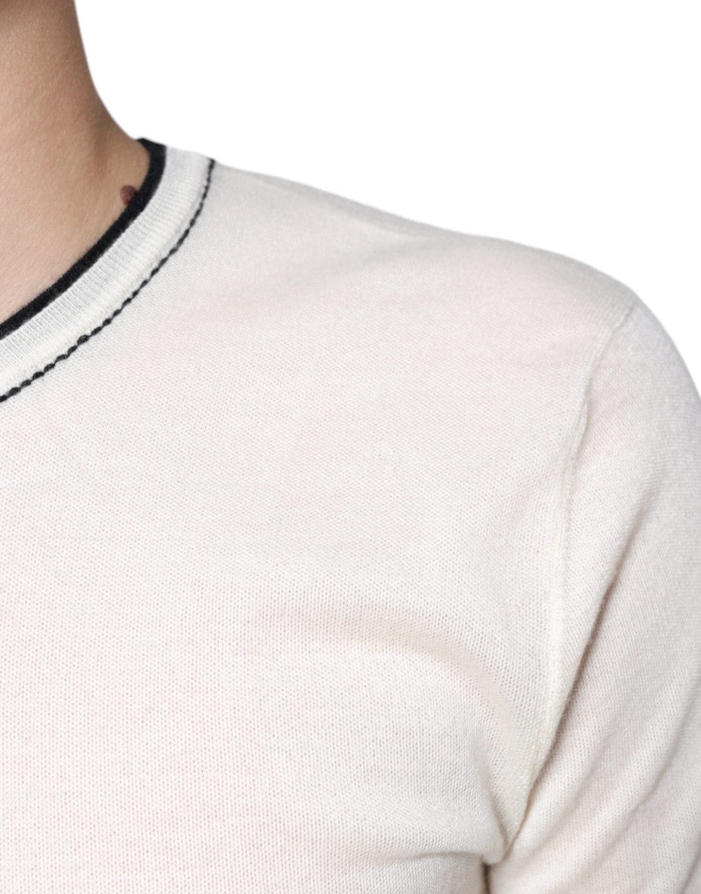 Dolce & Gabbana Off White Cashmere Short Sleeves T-shirt Wit