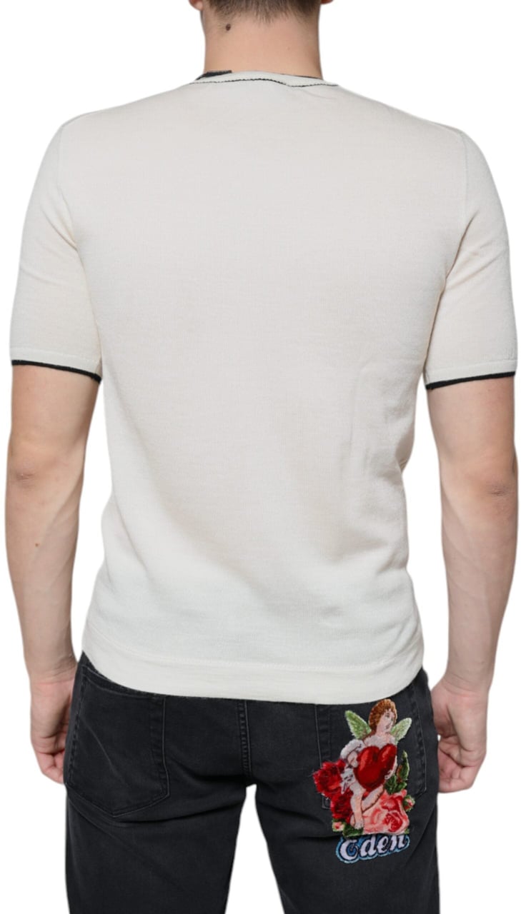 Dolce & Gabbana Off White Cashmere Short Sleeves T-shirt Wit
