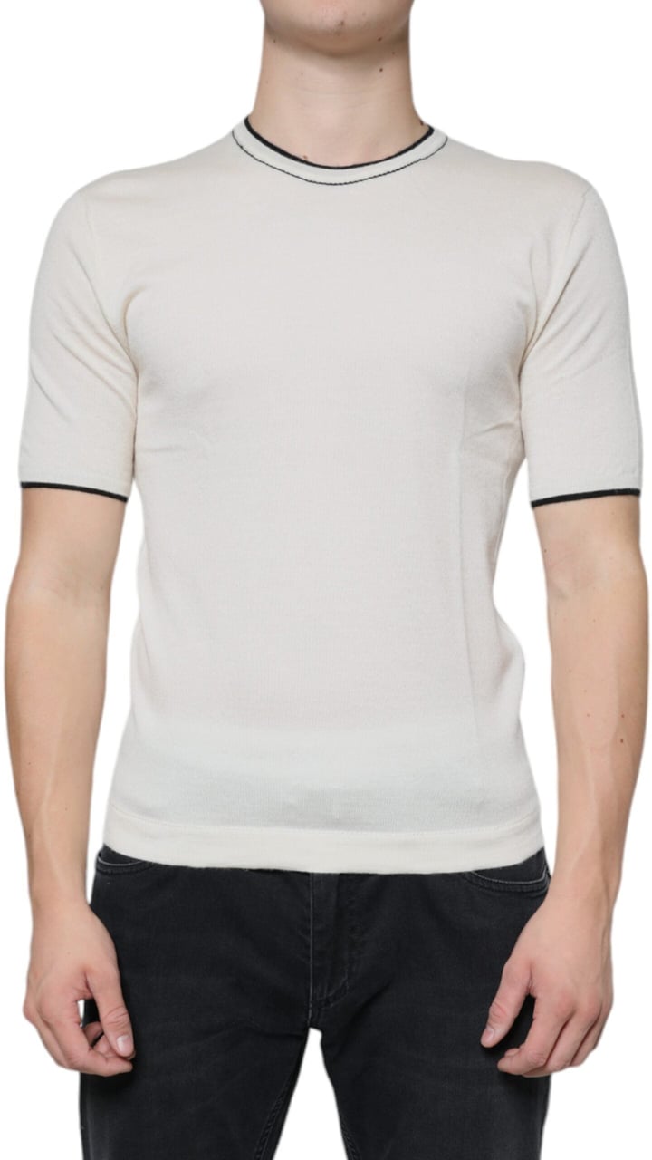 Dolce & Gabbana Off White Cashmere Short Sleeves T-shirt Wit