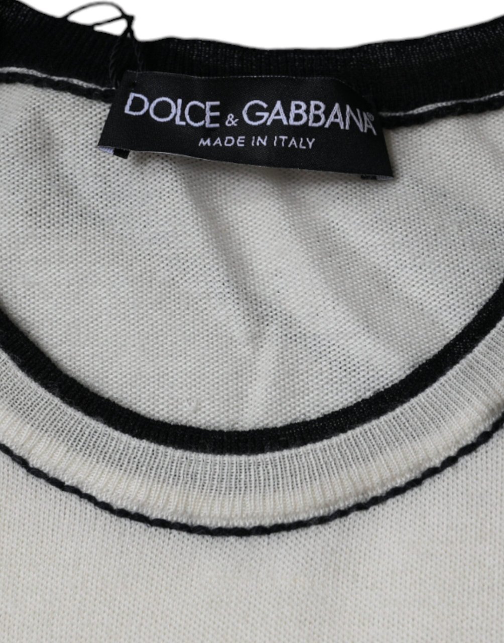 Dolce & Gabbana Off White Cashmere Short Sleeves T-shirt Wit