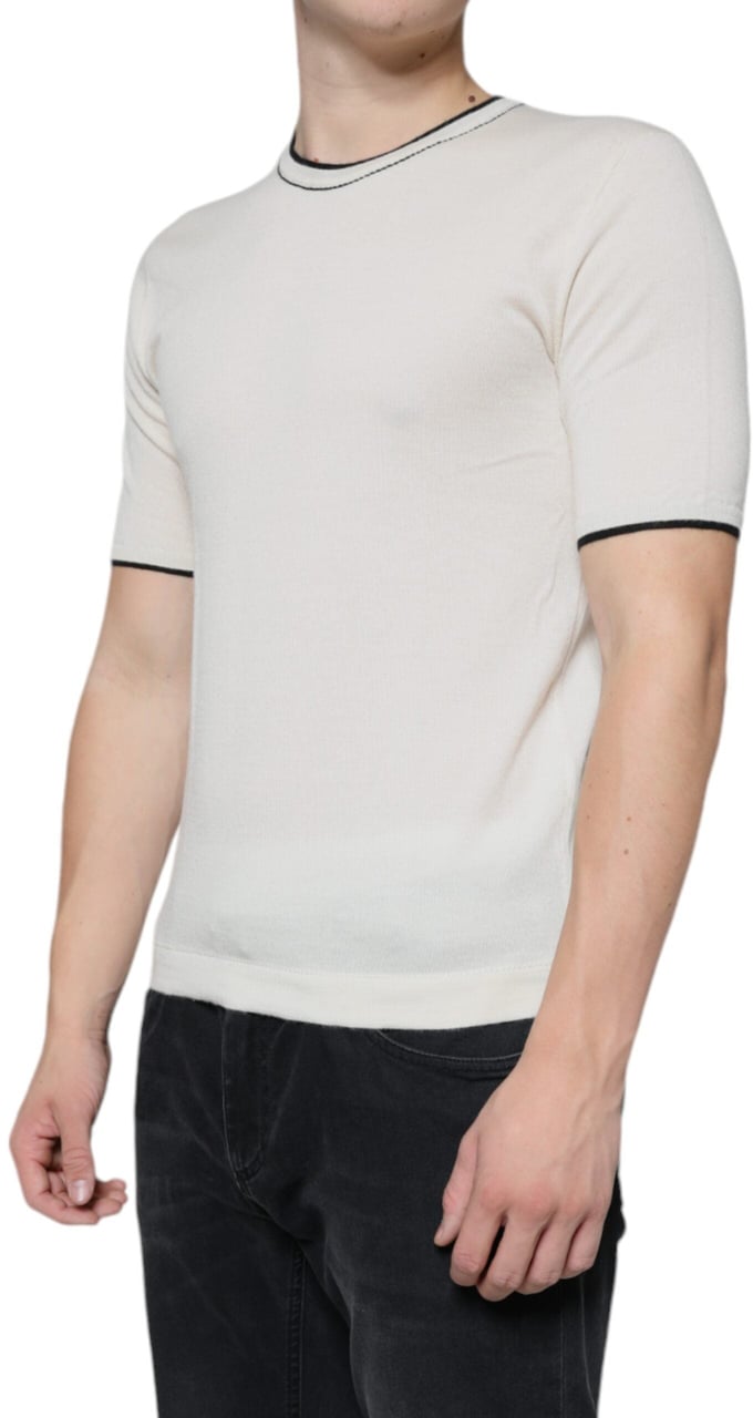 Dolce & Gabbana Off White Cashmere Short Sleeves T-shirt Wit