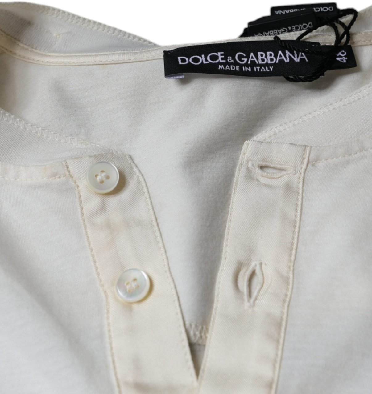 Dolce & Gabbana Off White Cotton Short Sleeves T-shirt Wit