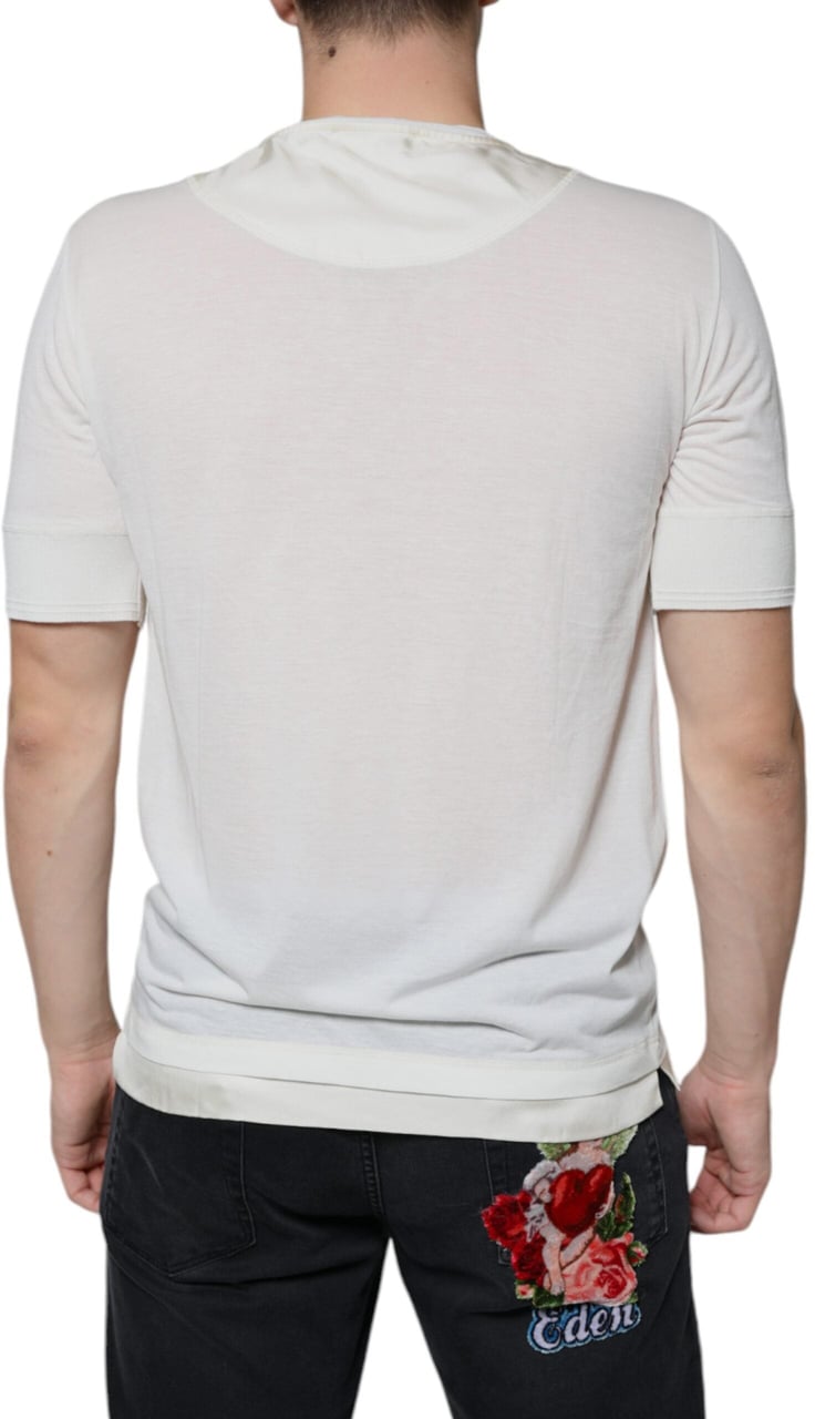 Dolce & Gabbana Off White Cotton Short Sleeves T-shirt Wit