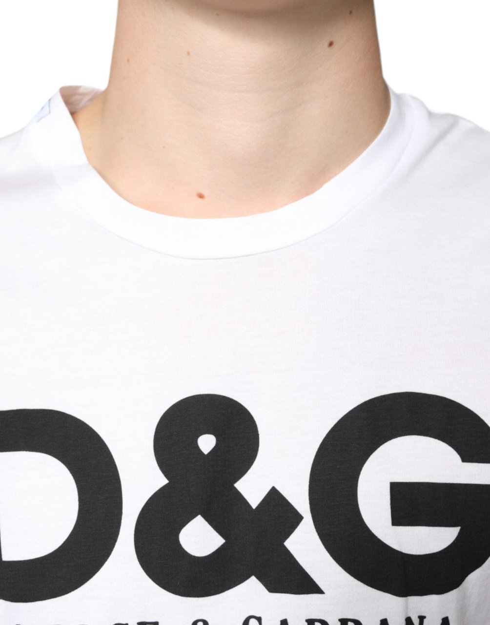 Dolce & Gabbana White Cotton DG Logo Print Casual T-shirt Zwart