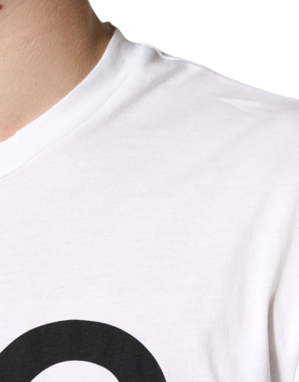 Dolce & Gabbana White Cotton DG Logo Print Casual T-shirt Zwart