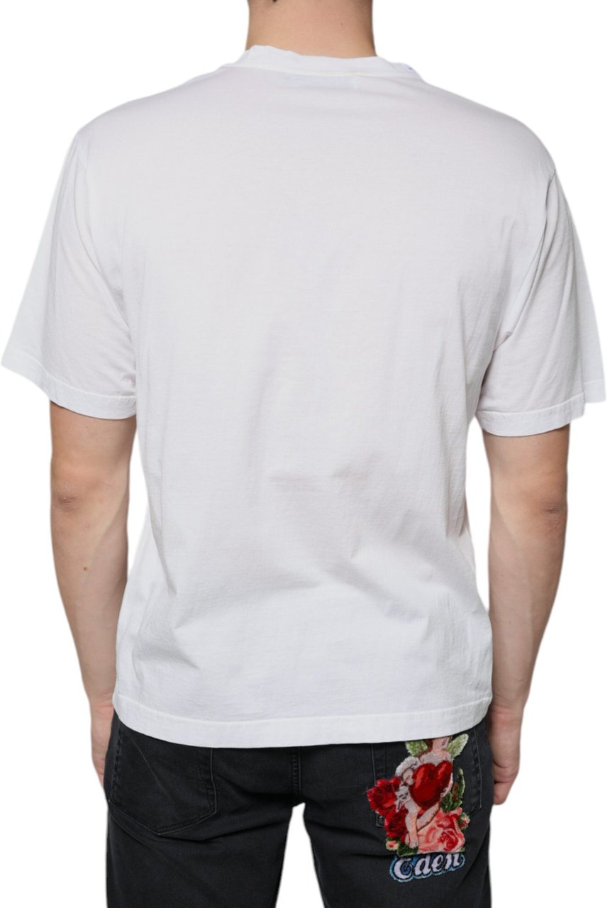 Dolce & Gabbana White Cotton DG Logo Print Casual T-shirt Zwart
