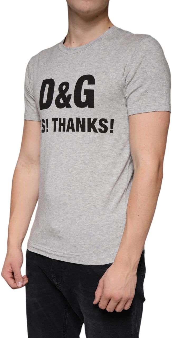 Dolce & Gabbana Gray Logo Print Crewneck Short Sleeve T-shirt Grijs
