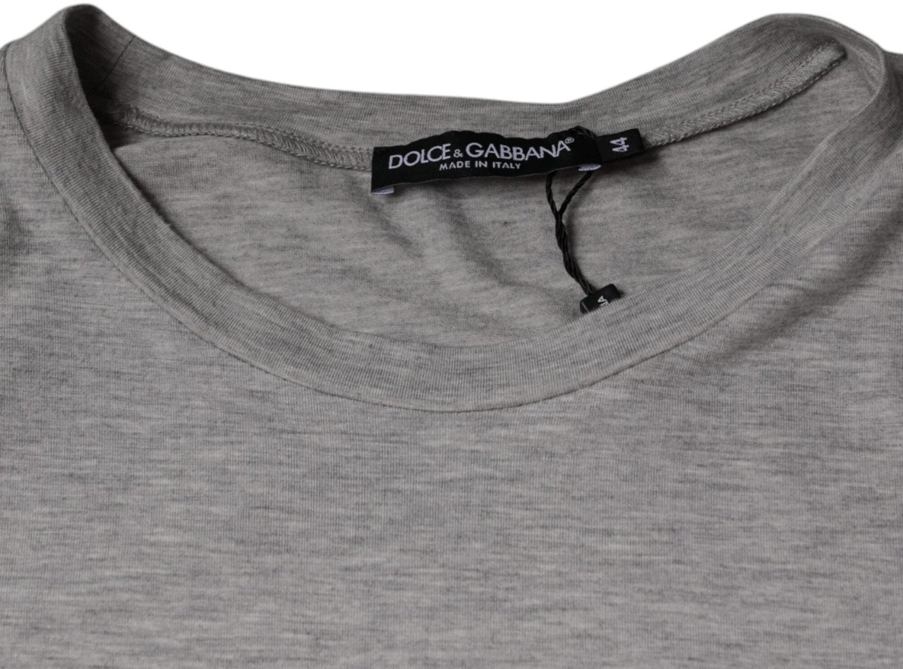 Dolce & Gabbana Gray Logo Print Crewneck Short Sleeve T-shirt Grijs