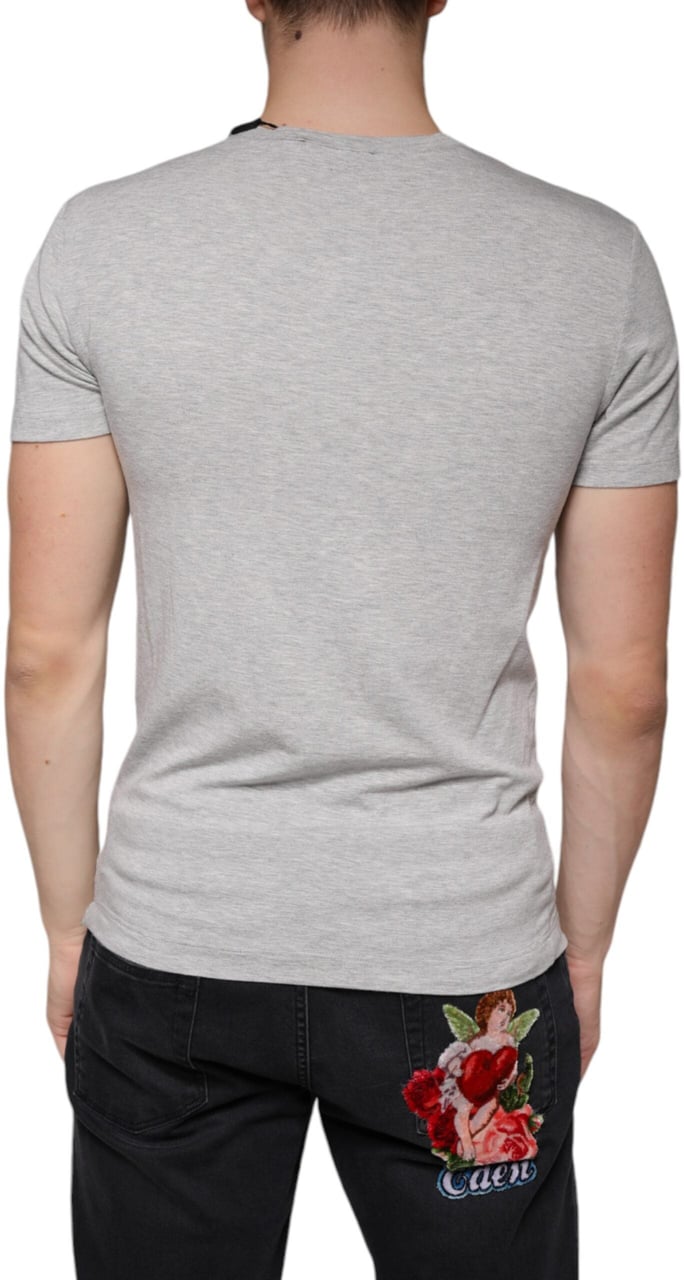 Dolce & Gabbana Gray Logo Print Crewneck Short Sleeve T-shirt Grijs