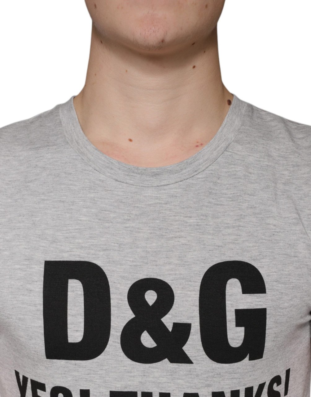 Dolce & Gabbana Gray Logo Print Crewneck Short Sleeve T-shirt Grijs