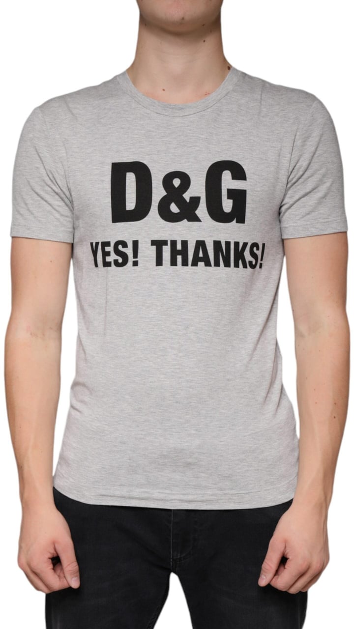 Dolce & Gabbana Gray Logo Print Crewneck Short Sleeve T-shirt Grijs