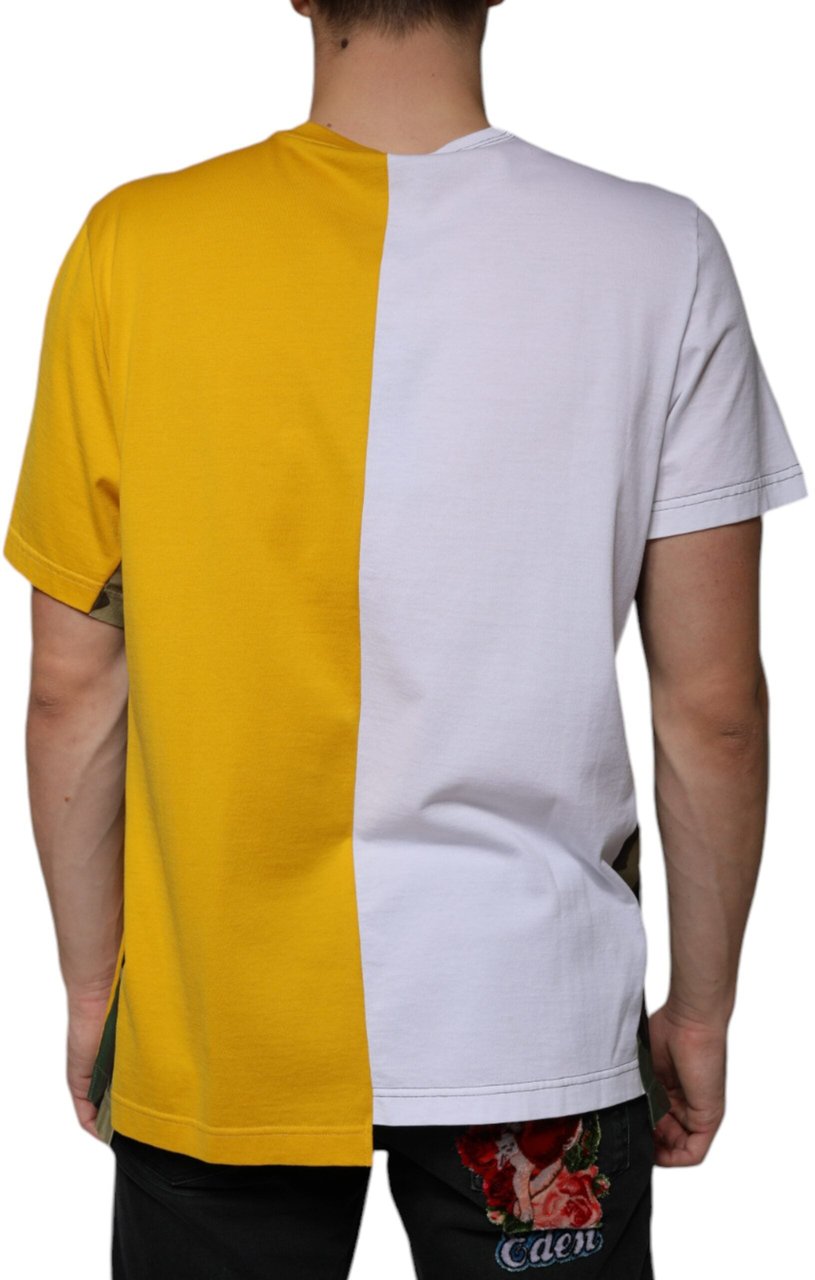Dolce & Gabbana White Yellow Logo Print Short Sleeve T-shirt Divers