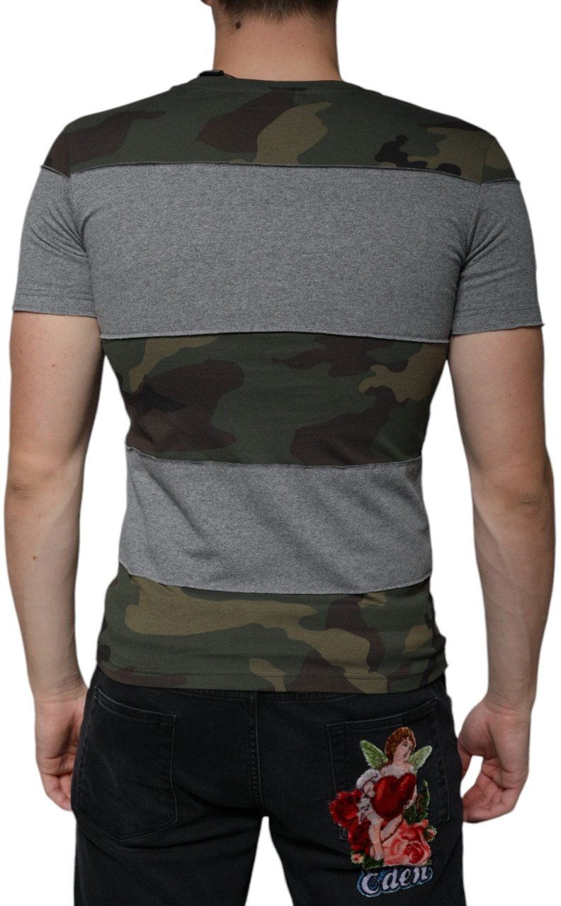 Dolce & Gabbana Multicolor Camouflage Cotton Crew Neck T-shirt Wit
