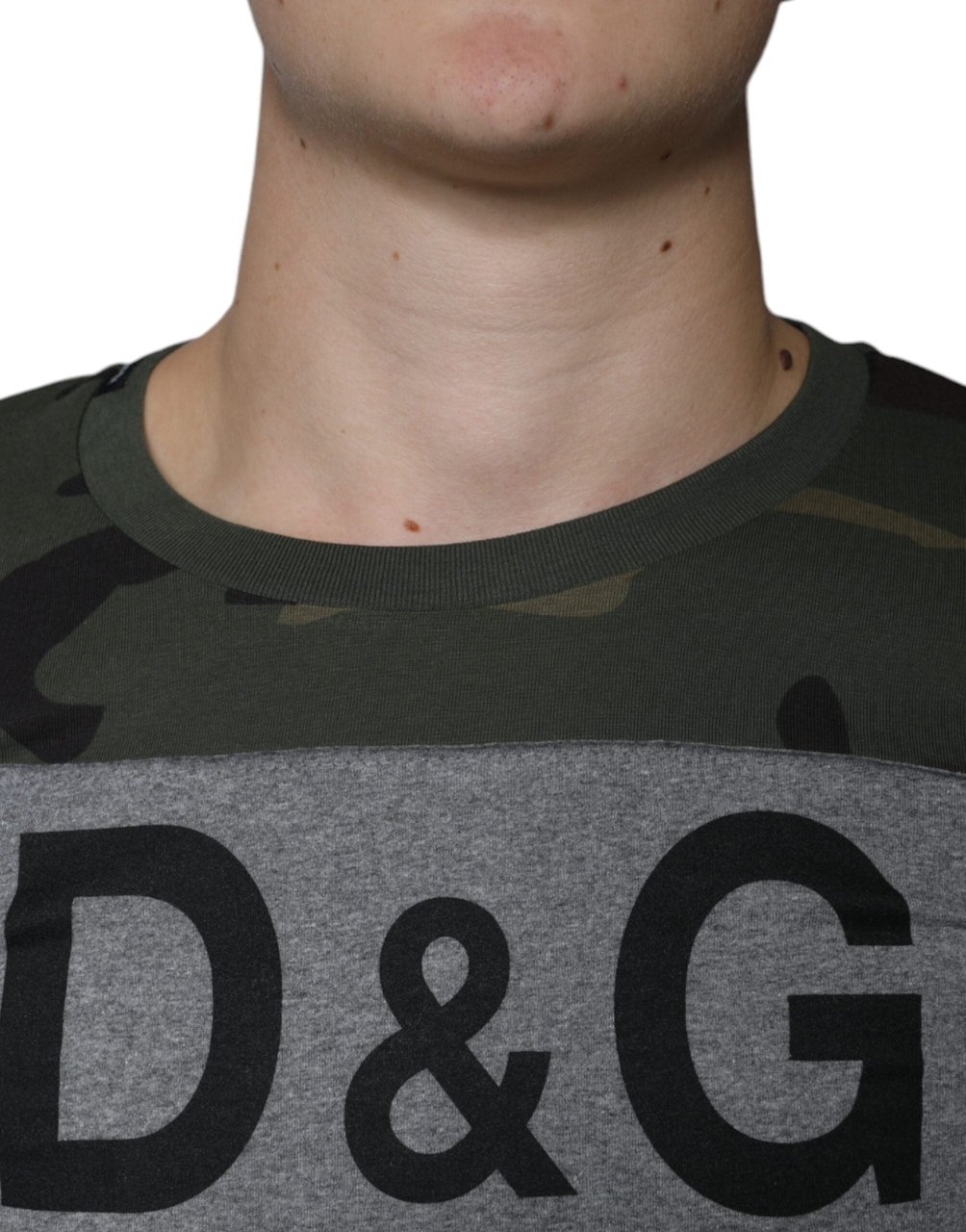 Dolce & Gabbana Multicolor Camouflage Cotton Crew Neck T-shirt Wit