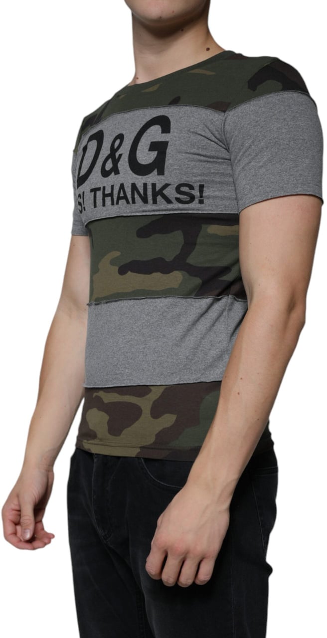 Dolce & Gabbana Multicolor Camouflage Cotton Crew Neck T-shirt Wit