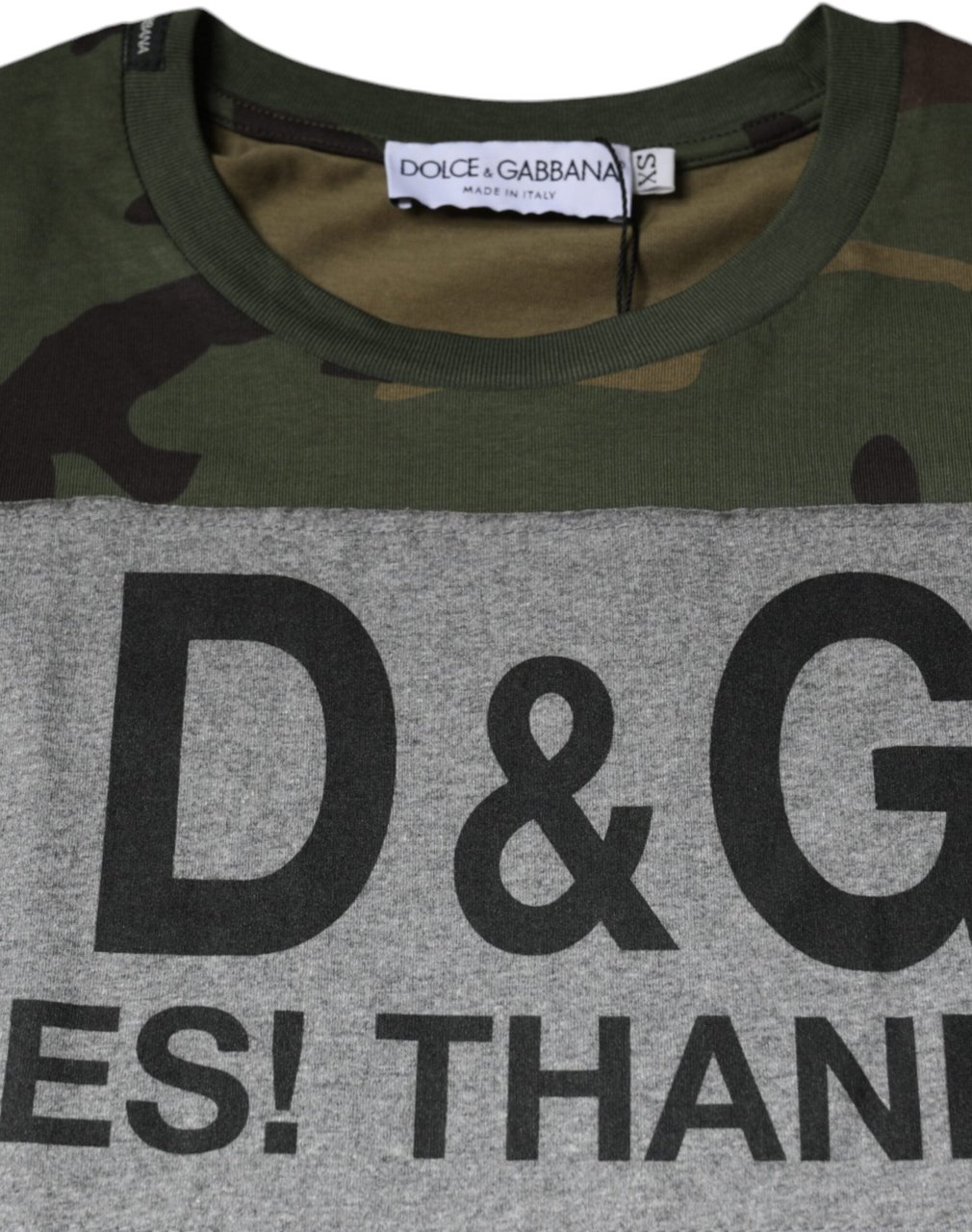 Dolce & Gabbana Multicolor Camouflage Cotton Crew Neck T-shirt Wit