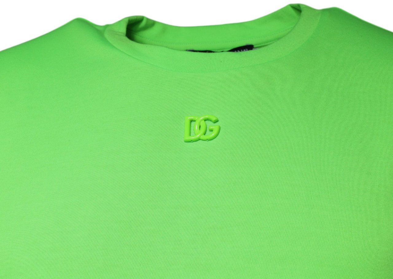 Dolce & Gabbana Green Logo Round Neck Short Sleeves T-shirt Roze