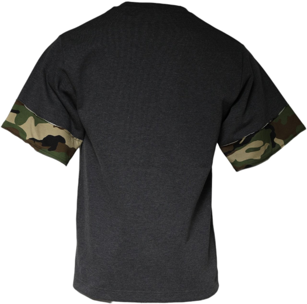 Dolce & Gabbana Dark Gray Camouflage Crew Neck T-shirt Grijs