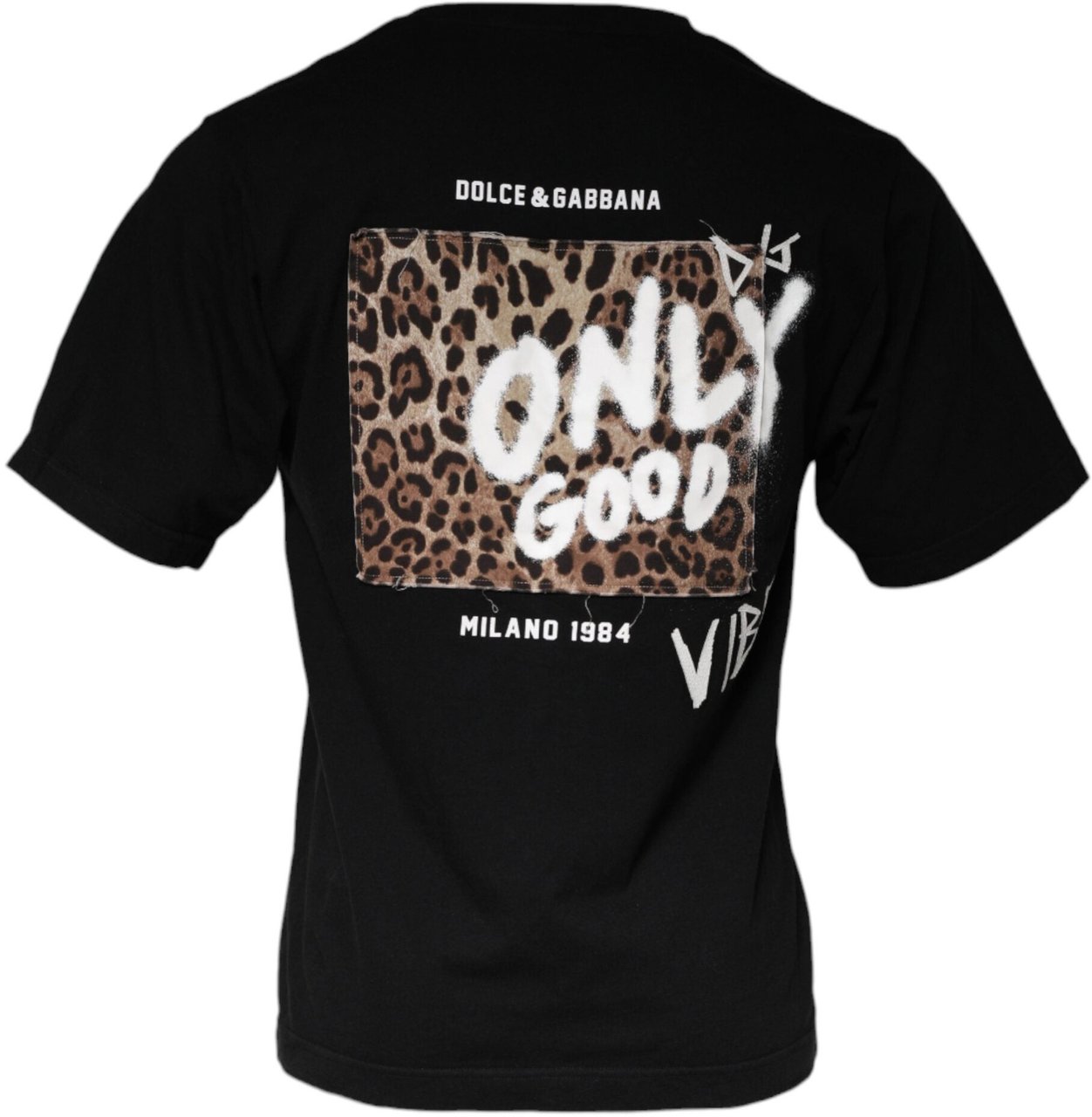 Dolce & Gabbana Black Amore Print Cotton Crew Neck T-shirt Zwart
