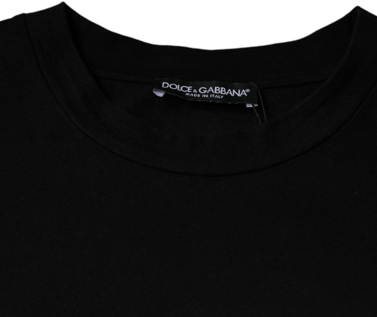 Dolce & Gabbana Black Amore Print Cotton Crew Neck T-shirt Zwart